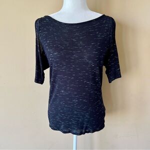 Forever 21 Medium Black with White Cold Shoulder Shirt Top